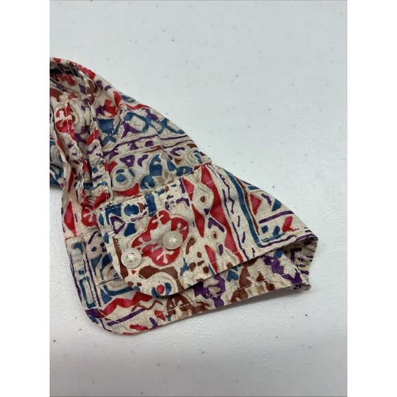 Lauren Ralph Lauren lightweight Western aztec Button Down roll‎ tab size 1X - Picture 12 of 16